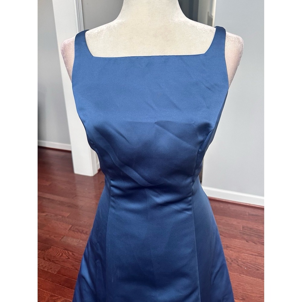 Vintage 2000s Michelangelo Davids Bridal Blue Simple Princess Formal Gown Dress - Picture 4 of 9